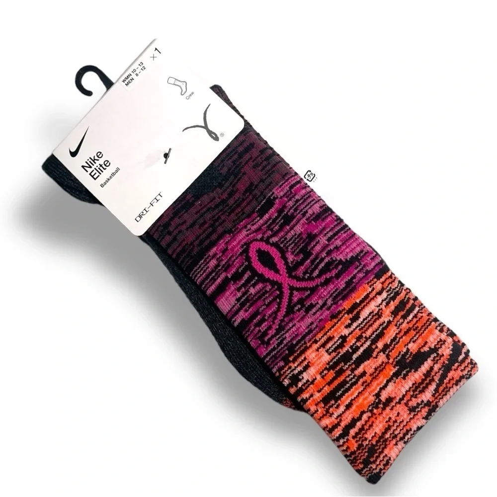 Nike NWT Elite Kay Yow Breast Cancer Awareness Size Large Basketball Crew Socks
